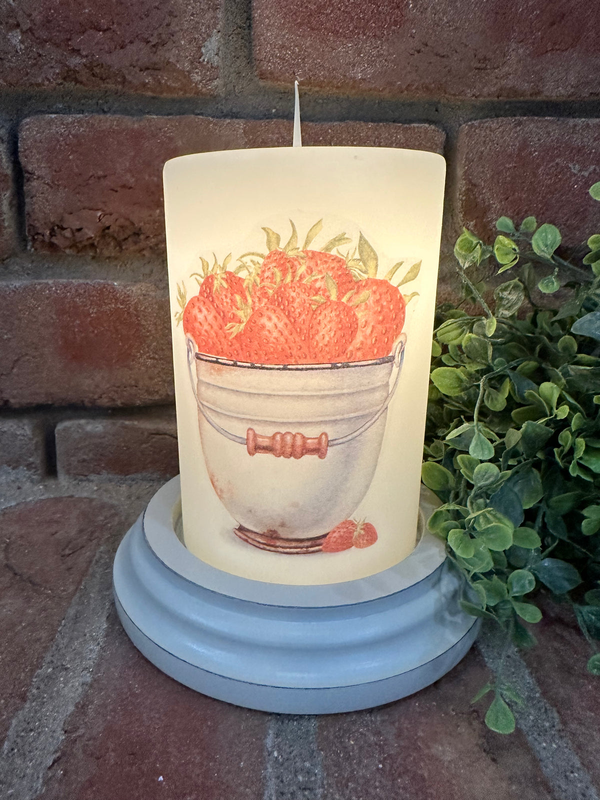 Rusty Bucket Strawberries Candle Sleeve