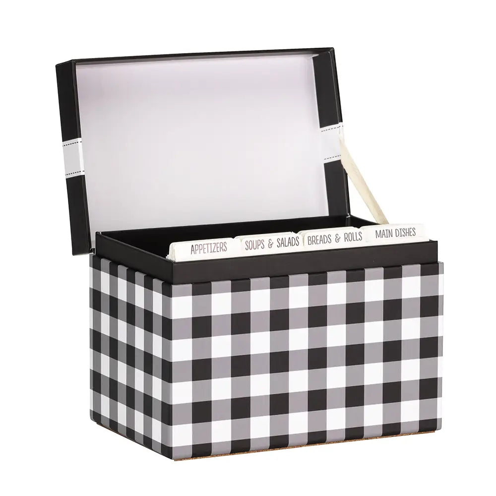 Black &amp; White Check Recipe Box