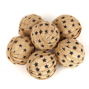 Star Burlap Rag Balls Set/6