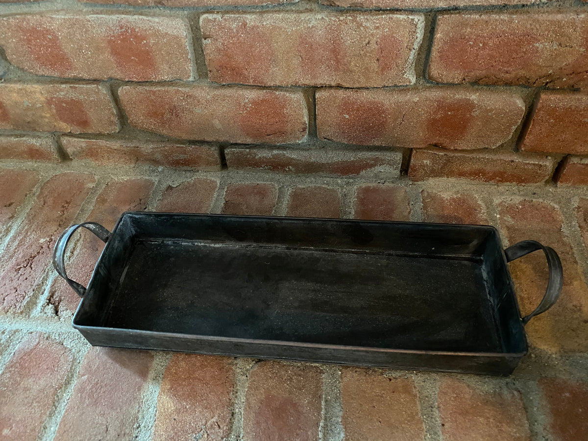 Large Galvanized Rectangular Tray with Handles