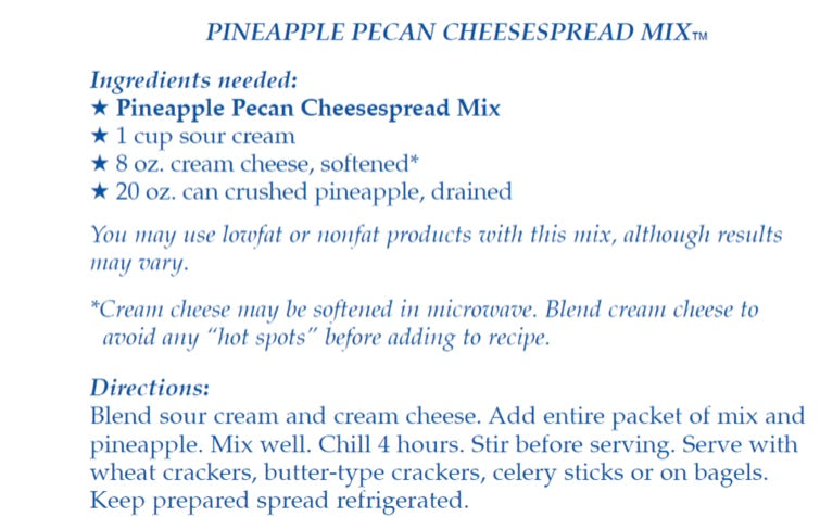 Pineapple Pecan Cheesespread Mix
