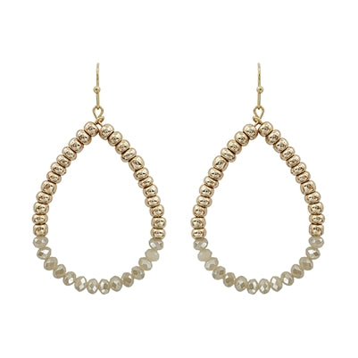 Gold Nugget and Natural Crystal Teardrop Earrings