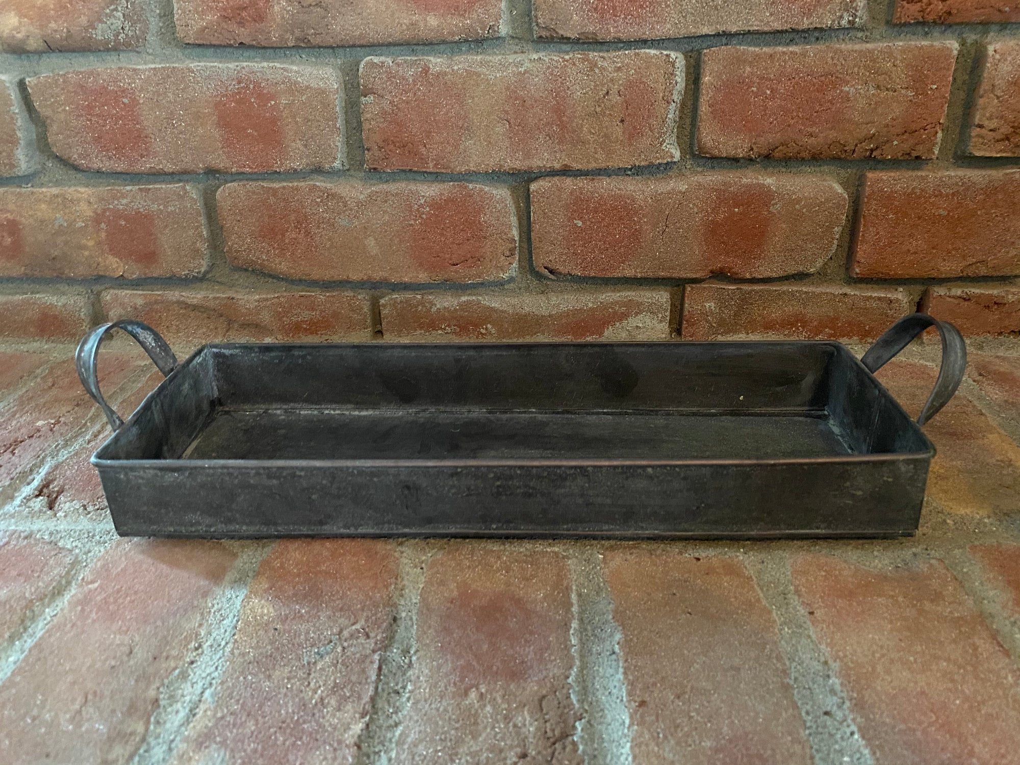 Large Galvanized Rectangular Tray with Handles