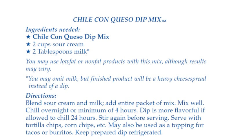 Chile Con Queso Dip Mix