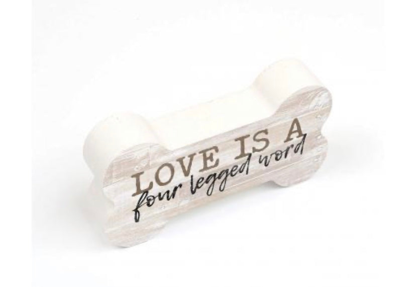 Love Shaped Wood Dog Bone