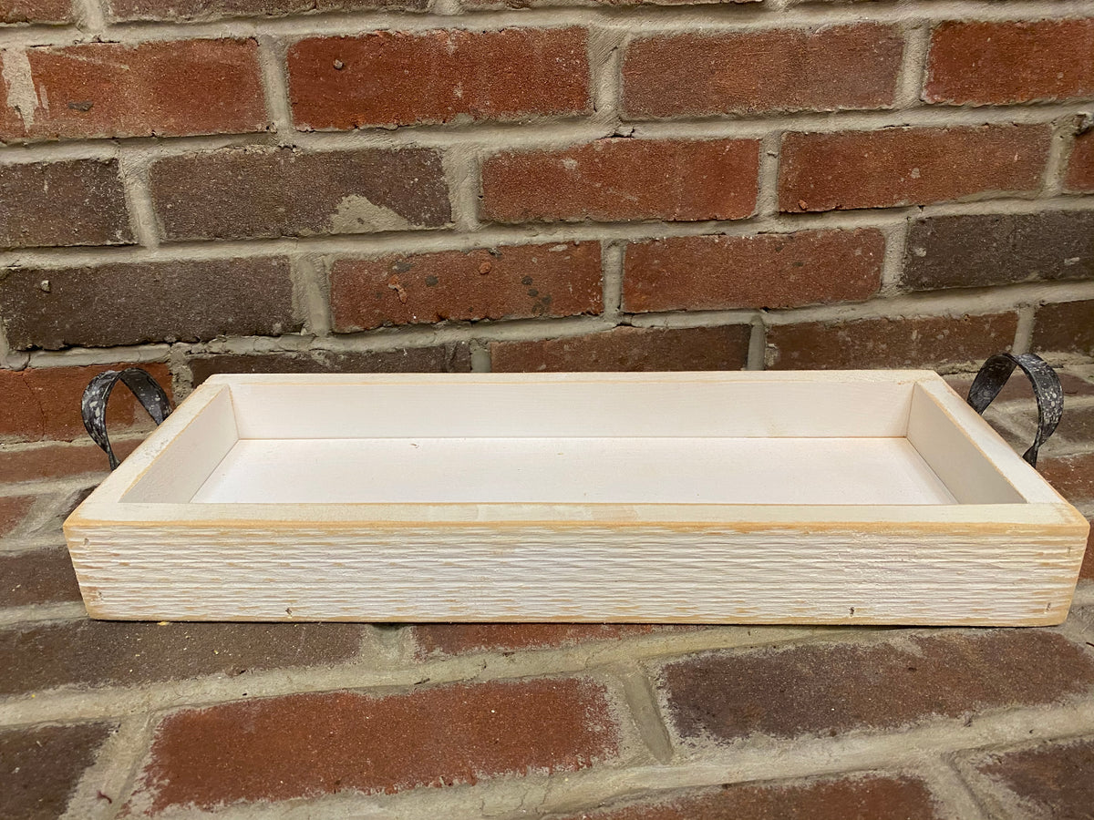 Small white wooden clearance tray