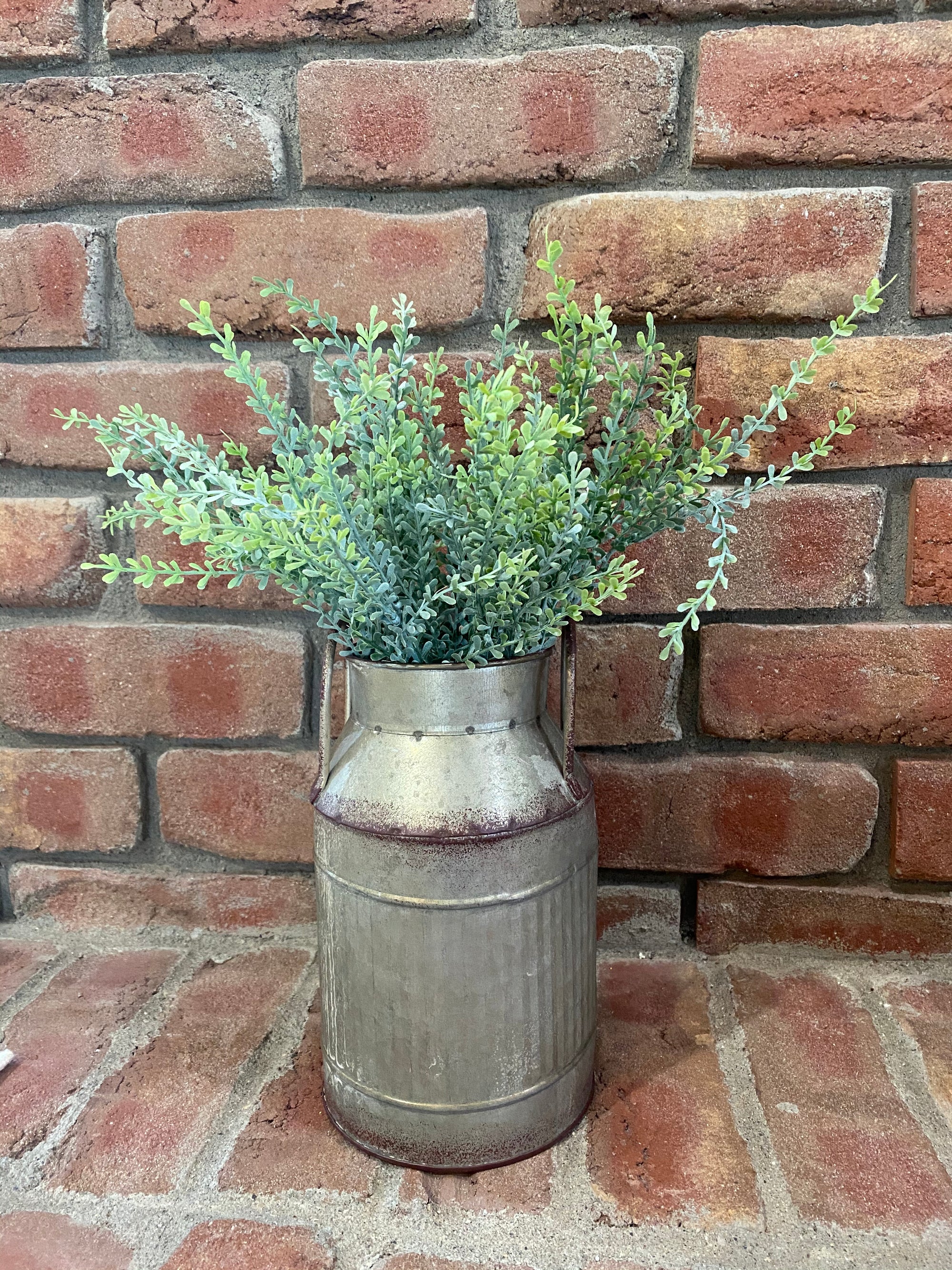 Galvanized Milk Bucket with Foliage Arrangement