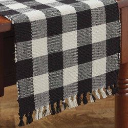 Wicklow Check 13x54 Table Runner - Black/Cream