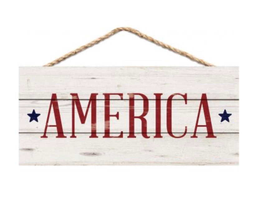America Sign with Jute Hanger