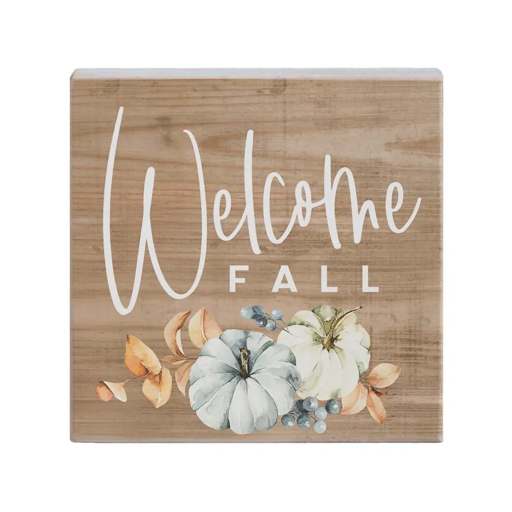 Welcome Fall Pumpkin Wood Block