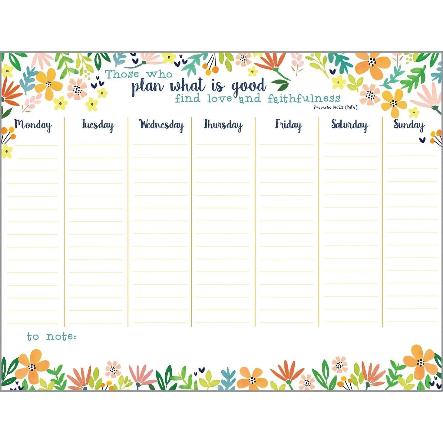 Weekly Planner Pad - Rejoice Flowers