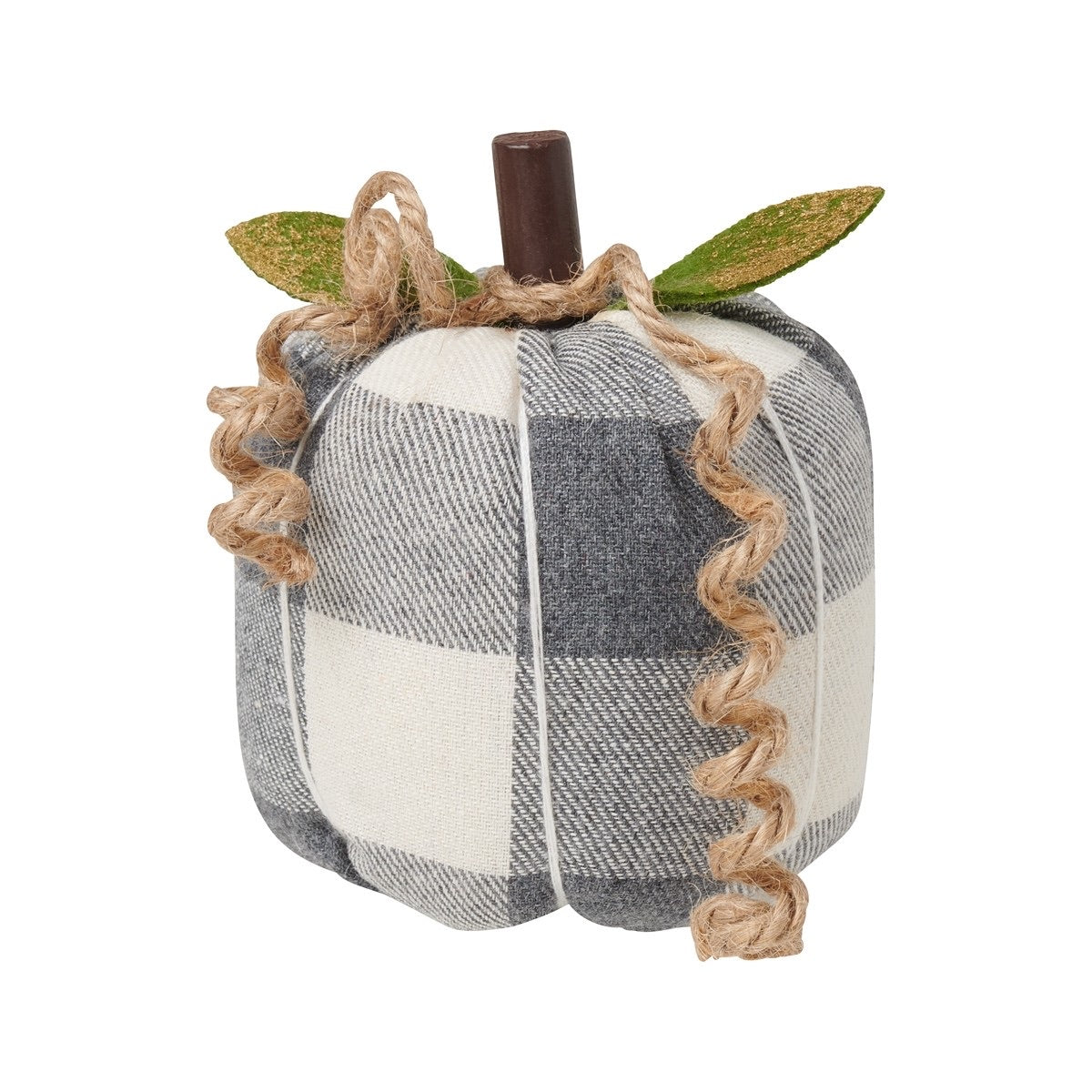 Small Gray/White Check Fabric Pumpkin