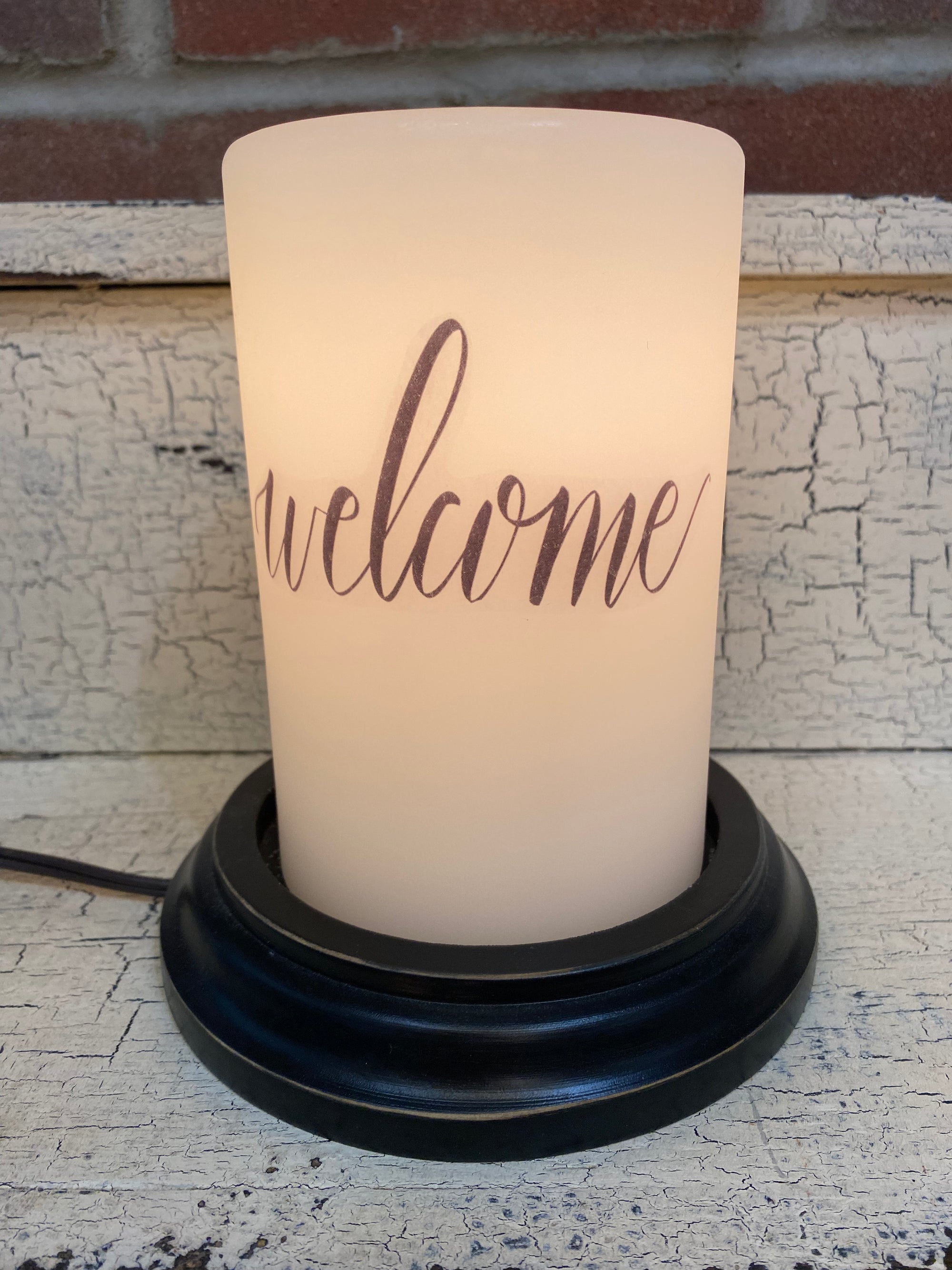 Scripted Welcome Candle Sleeve