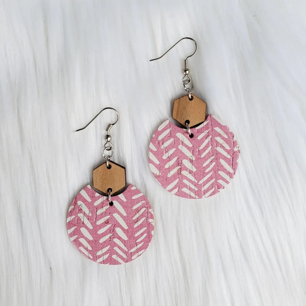 Pink shop leather earrings