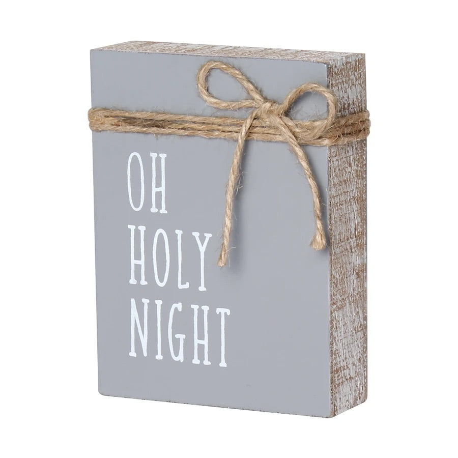 Oh Holy Night Jute Block Sign