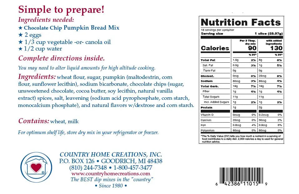 Chocolate Chip Pumpkin Bread