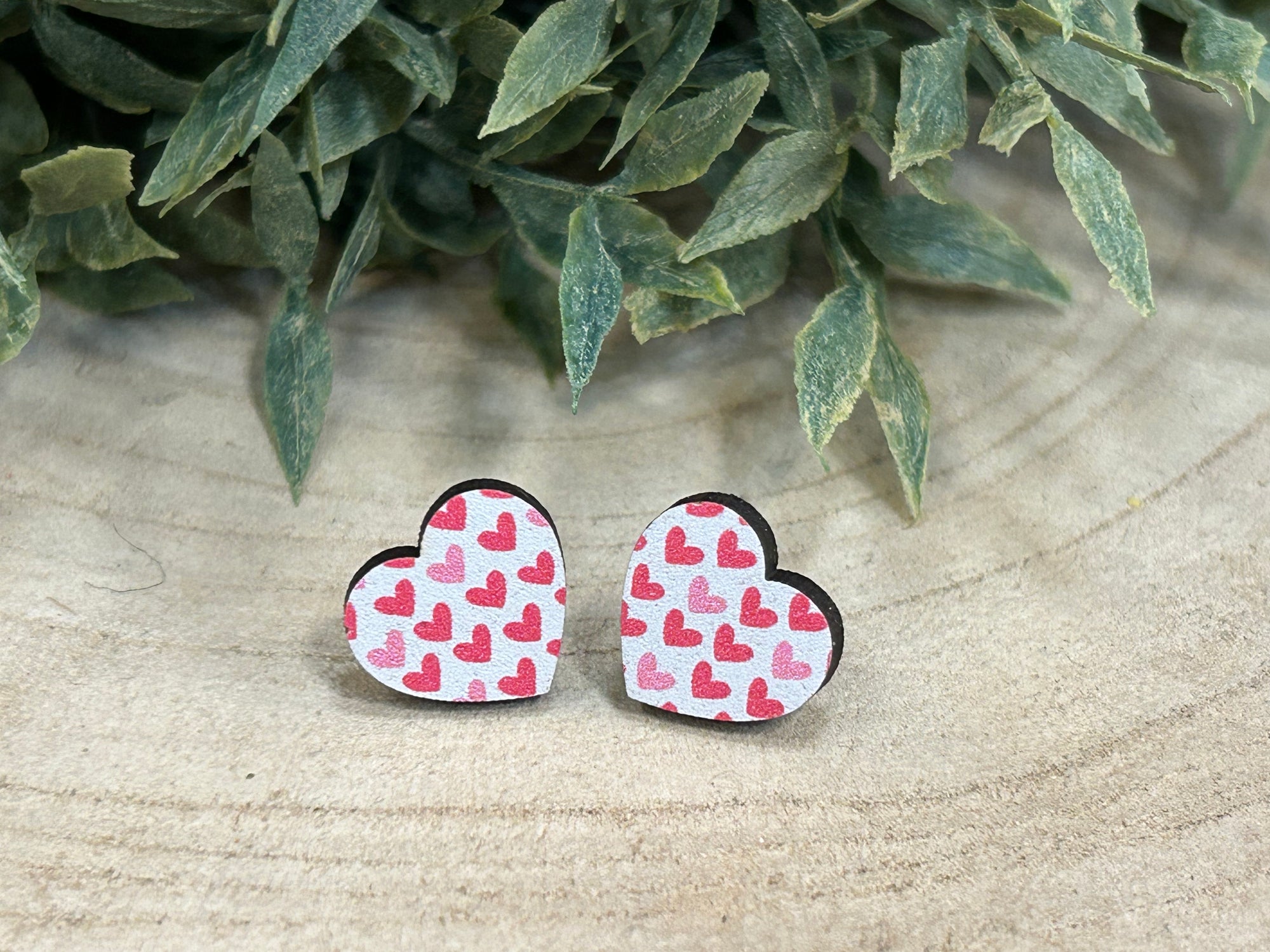 Heart Printed Stud Earrings