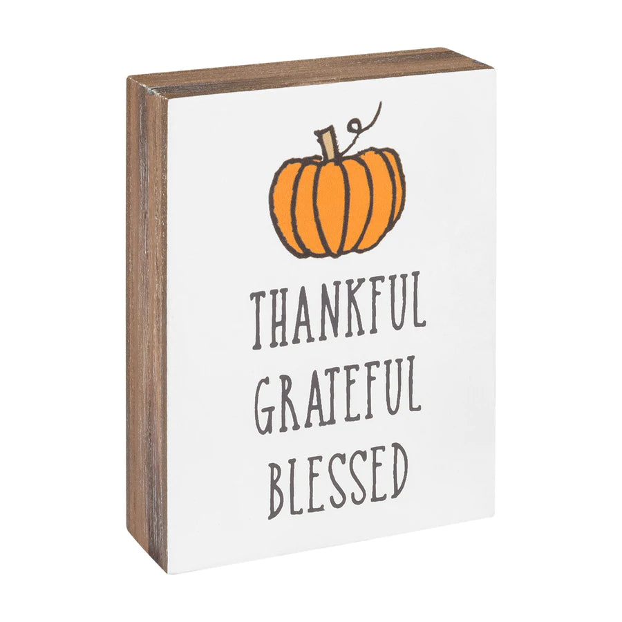 Thankful Grateful Blessed Pumpkin Block