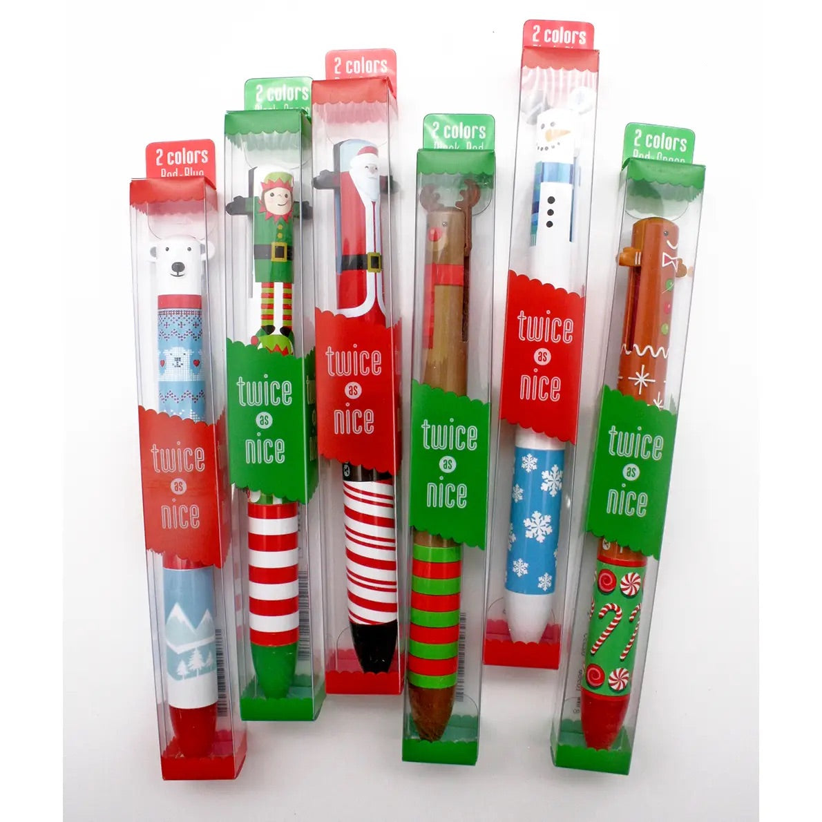 Holiday 2 Color Click Pens - 6 Styles