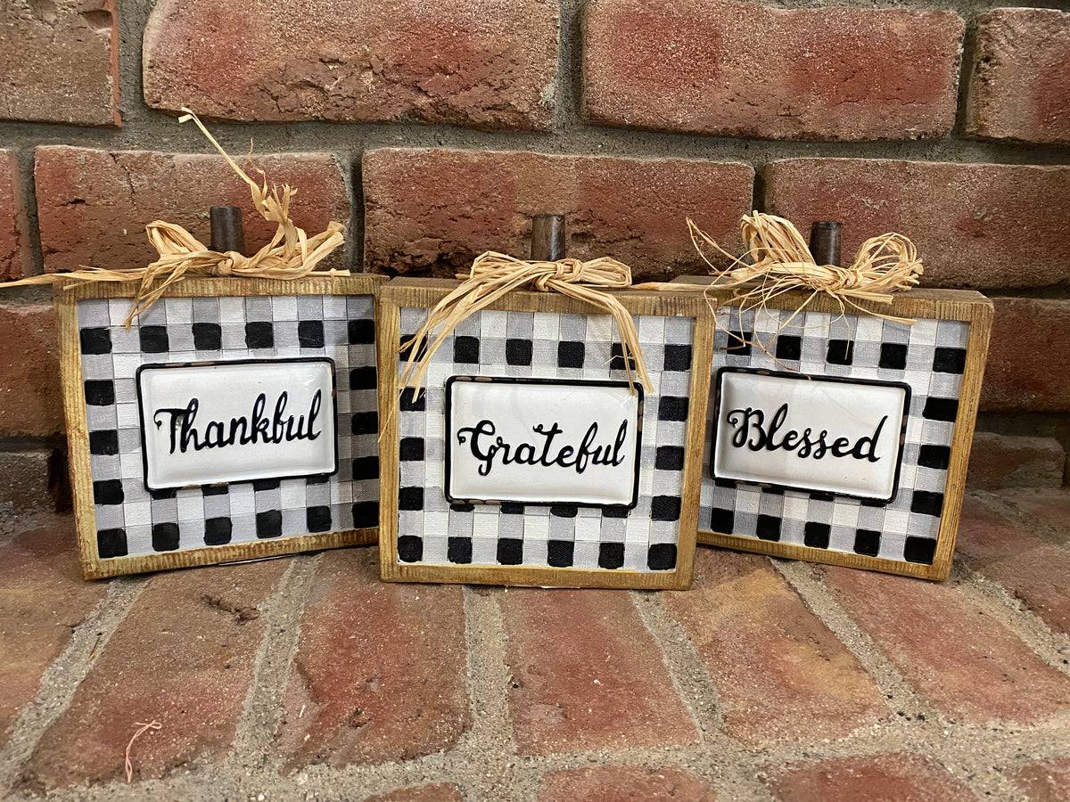 Black &amp; White Sentiment Pumpkins - 3 Styles