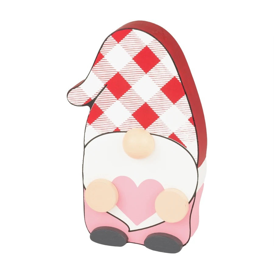 Red & White Check Heart Gnome