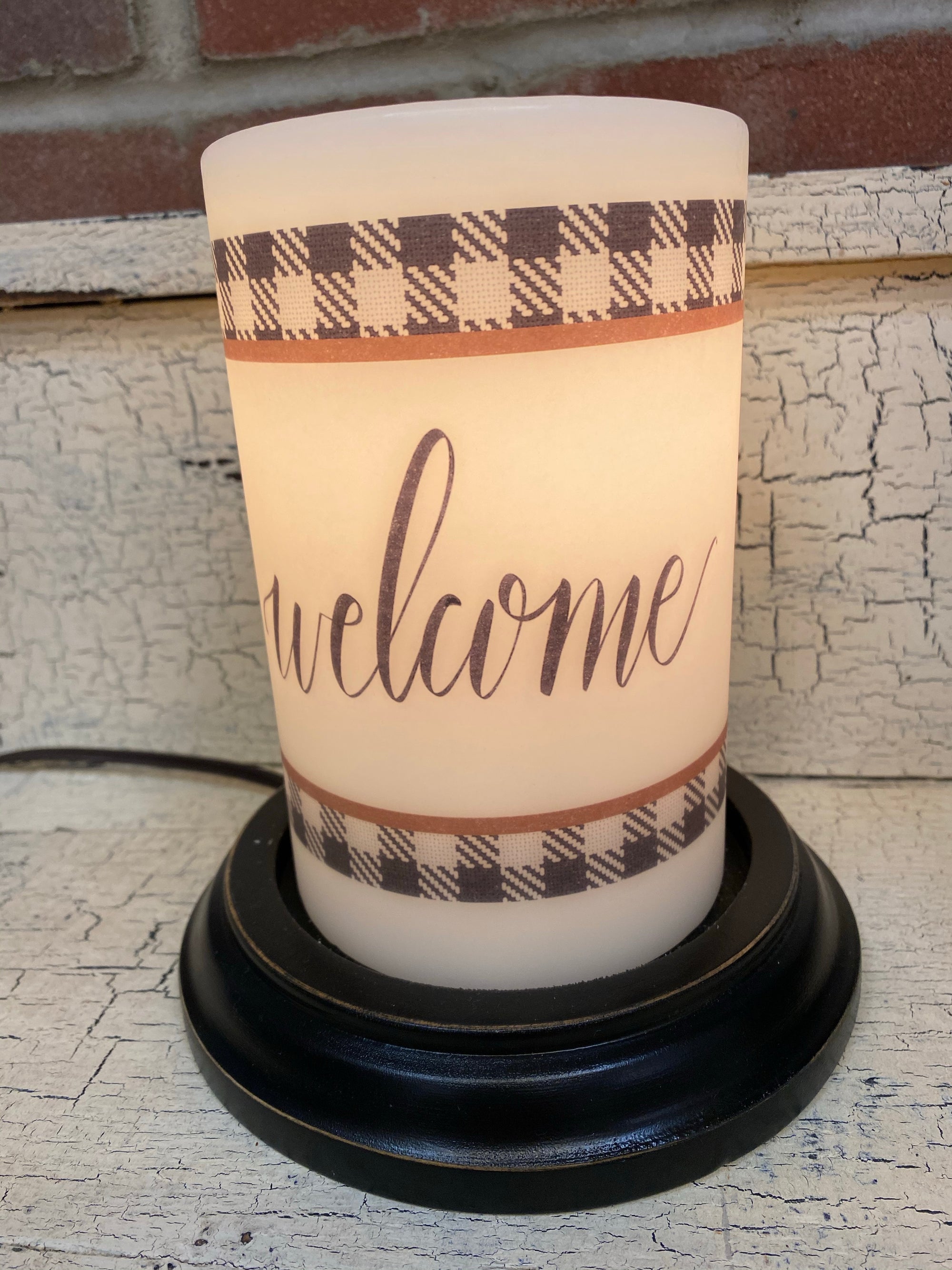 Welcome Check Candle Sleeve