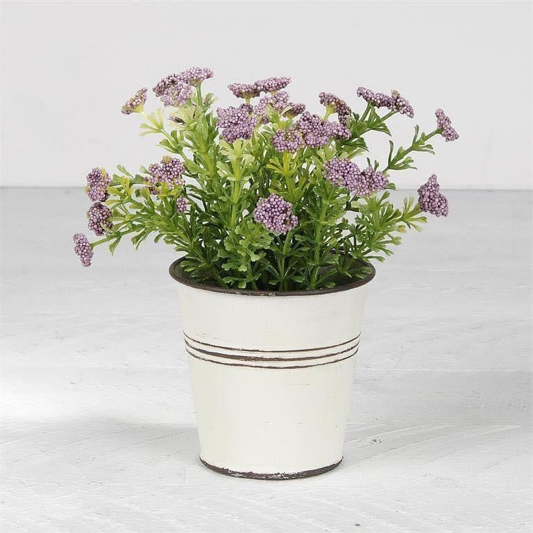 Flowers in White Metal Pot - 3 Styles