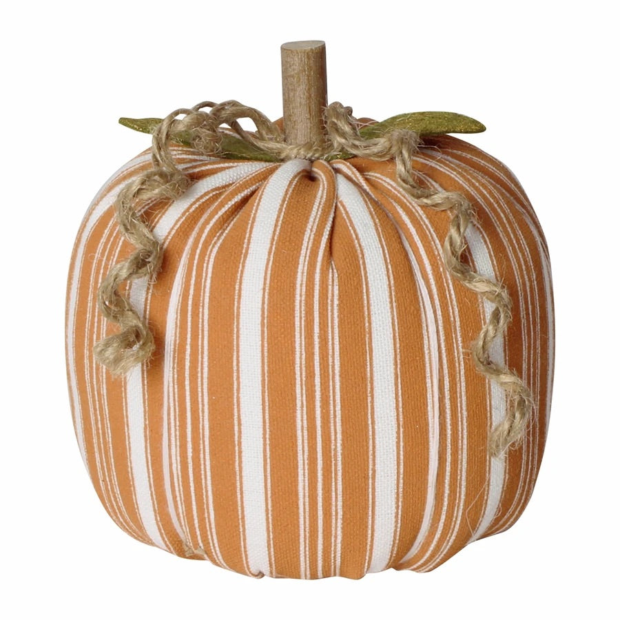 Medium Orange Striped Fabric Pumpkin