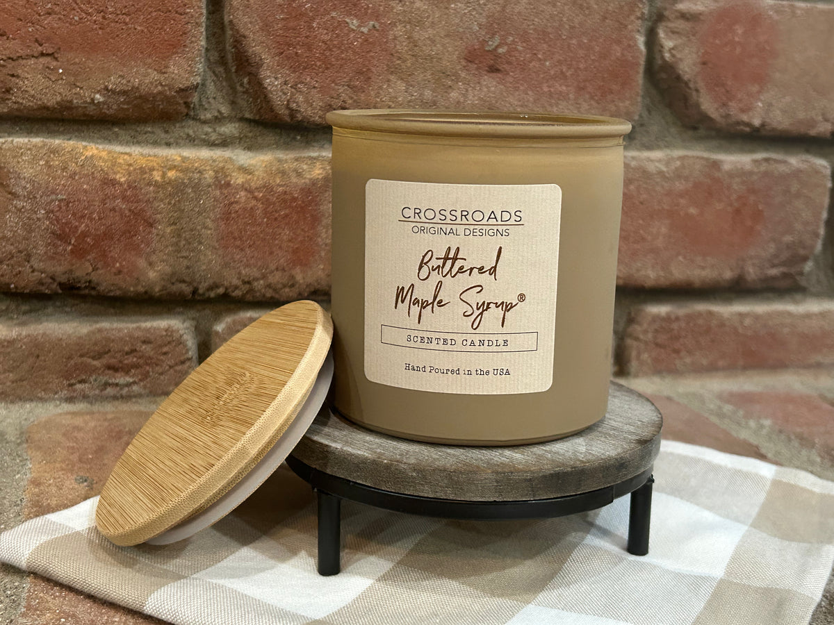 Buttered Maple Syrup Colored Glass 14 oz Candle