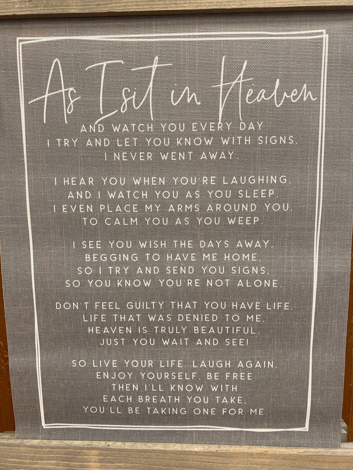 As I Sit in Heaven Hanging Canvas