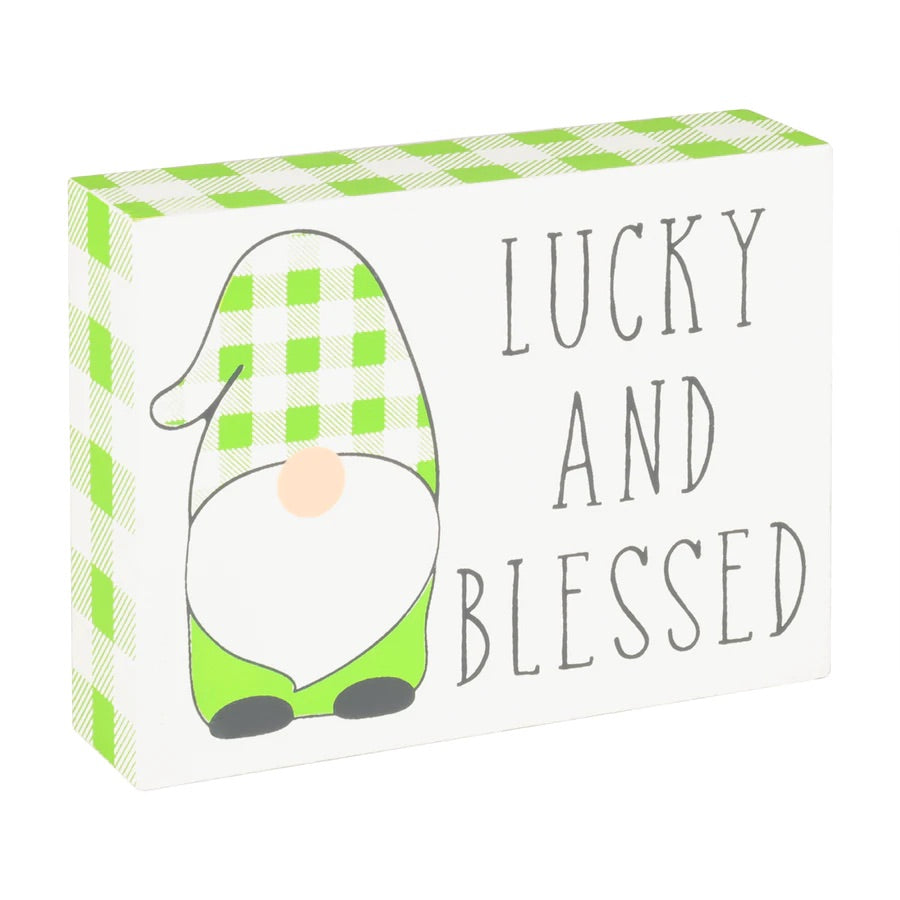 Lucky and Blessed Wood Block