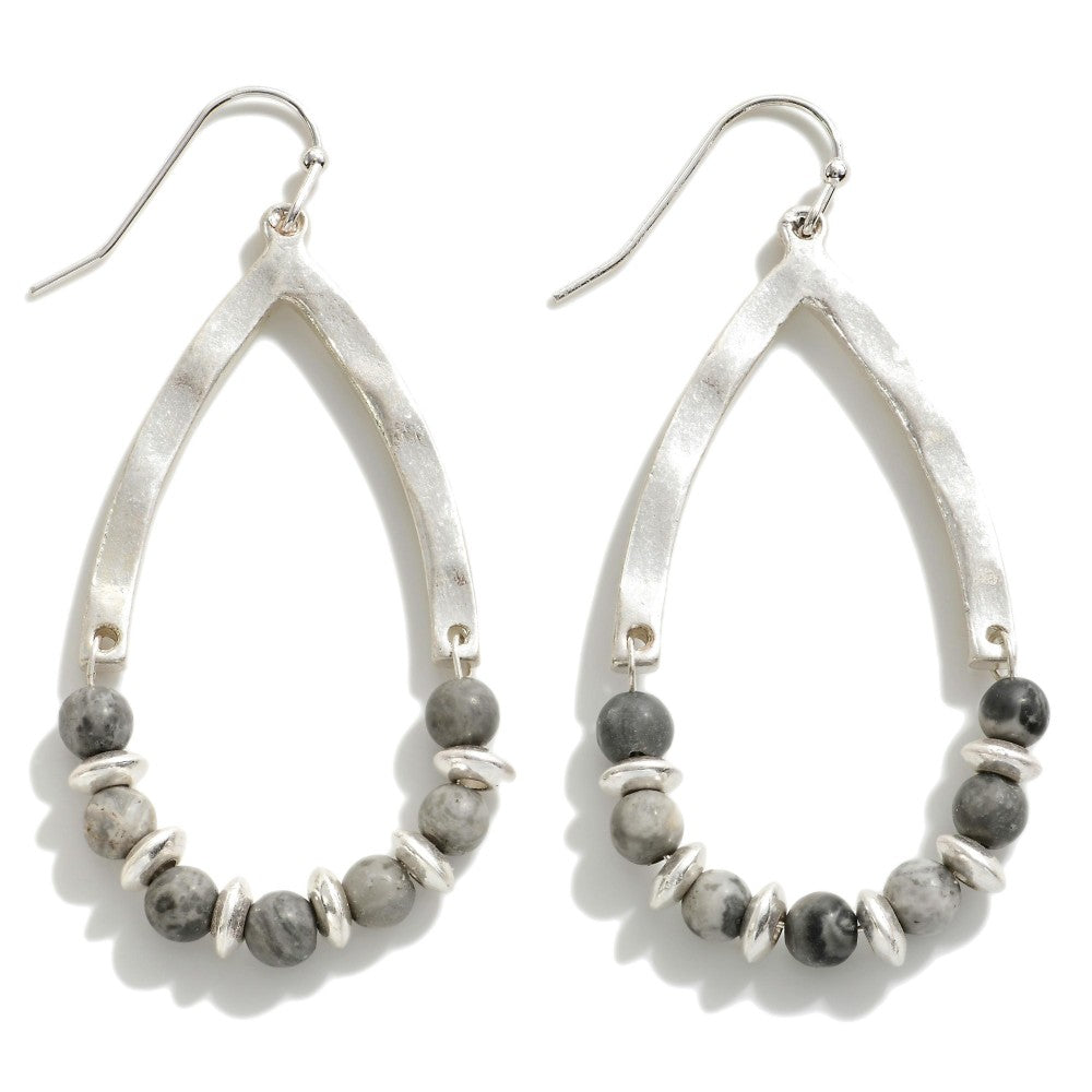Stone Beaded Teardrop Earrings - 2 Styles
