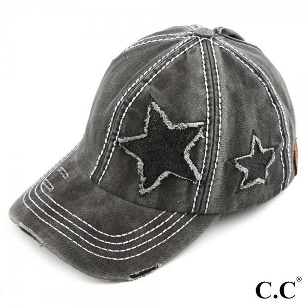 Star Vintage Baseball Pony Cap - Black