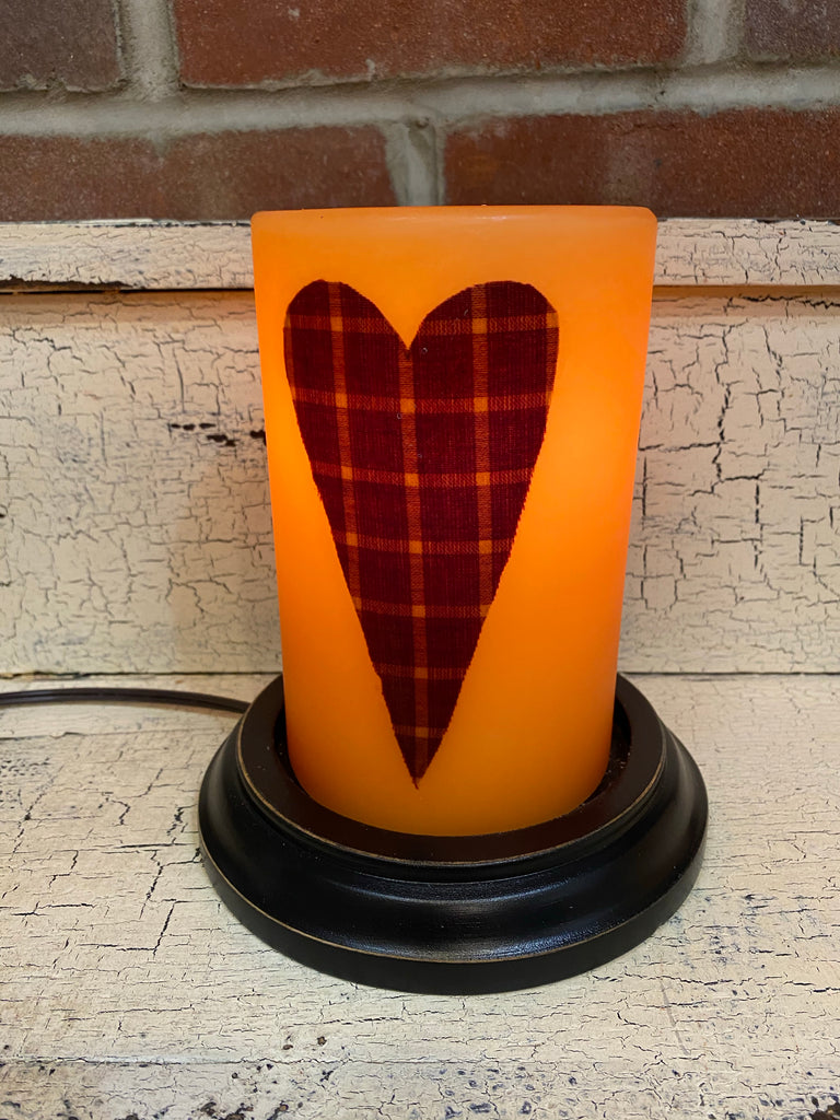 Valentine Plaid Heart Candle Sleeve - the olde farmstead