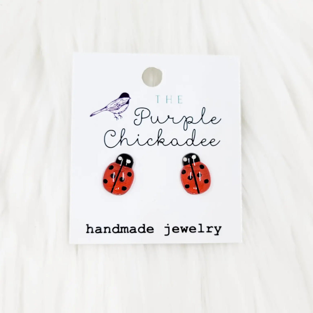 Red Lady Bug Stud Earrings