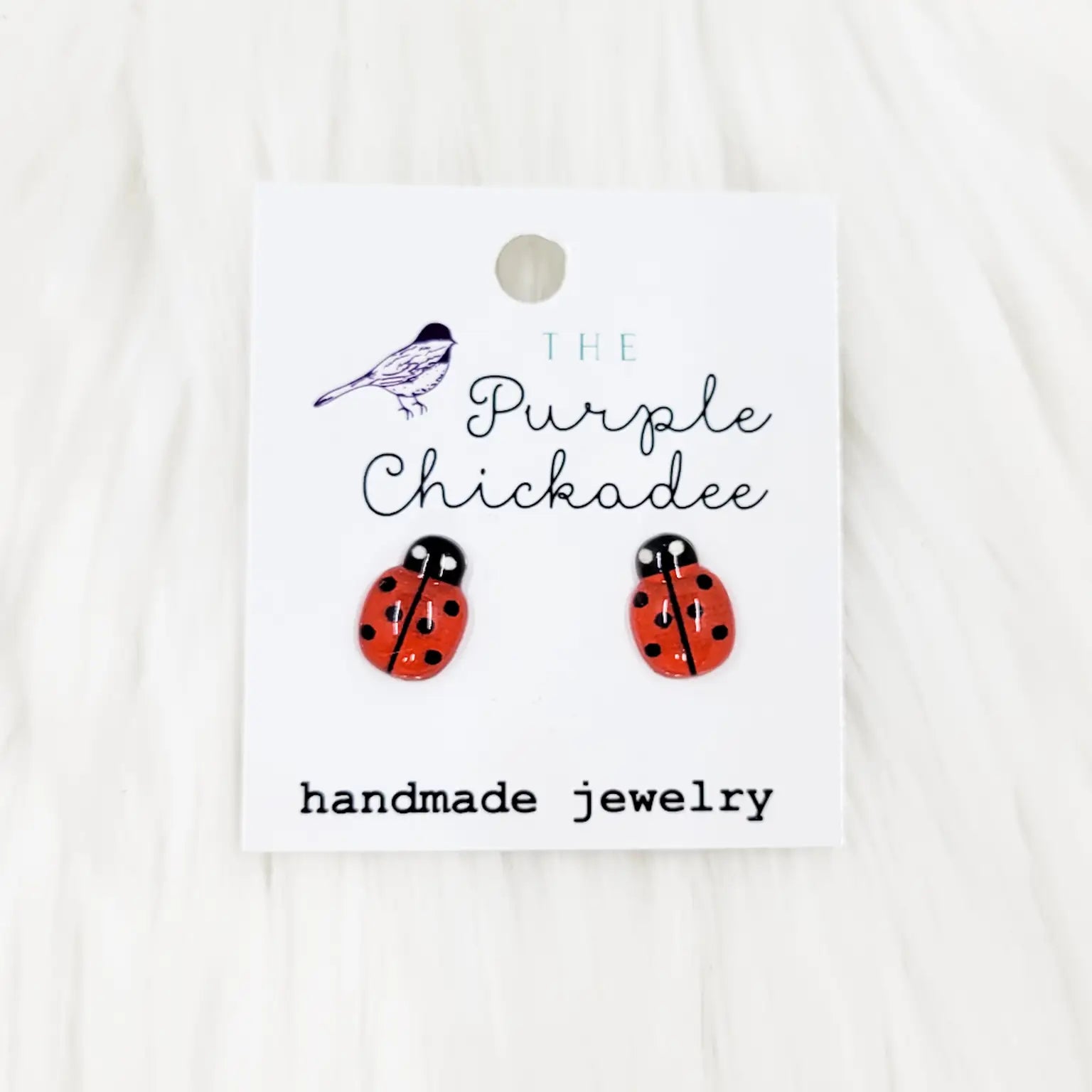 Red Lady Bug Stud Earrings