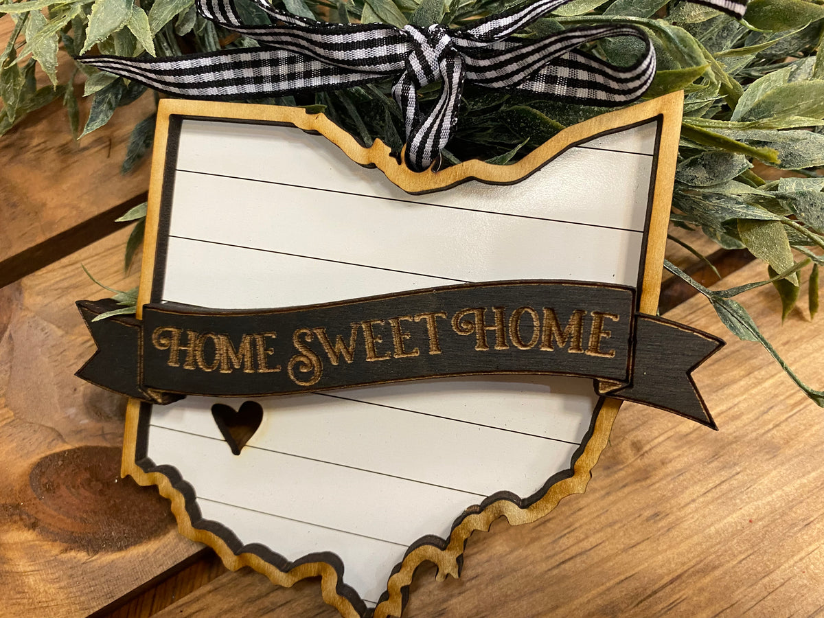 Handmade Home Sweet Home Ohio Ornament