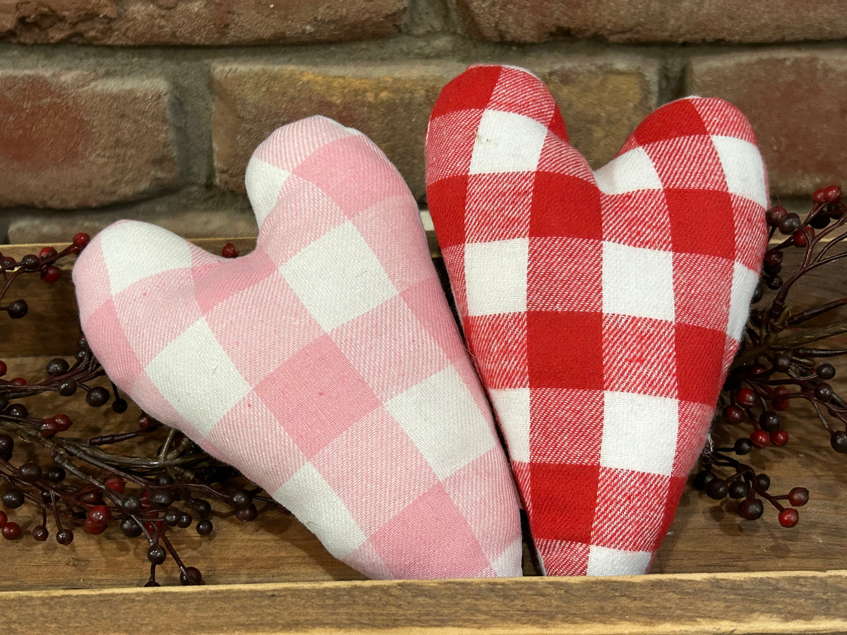 Buffalo Check Heart Pillow Ornaments - 2 Colors