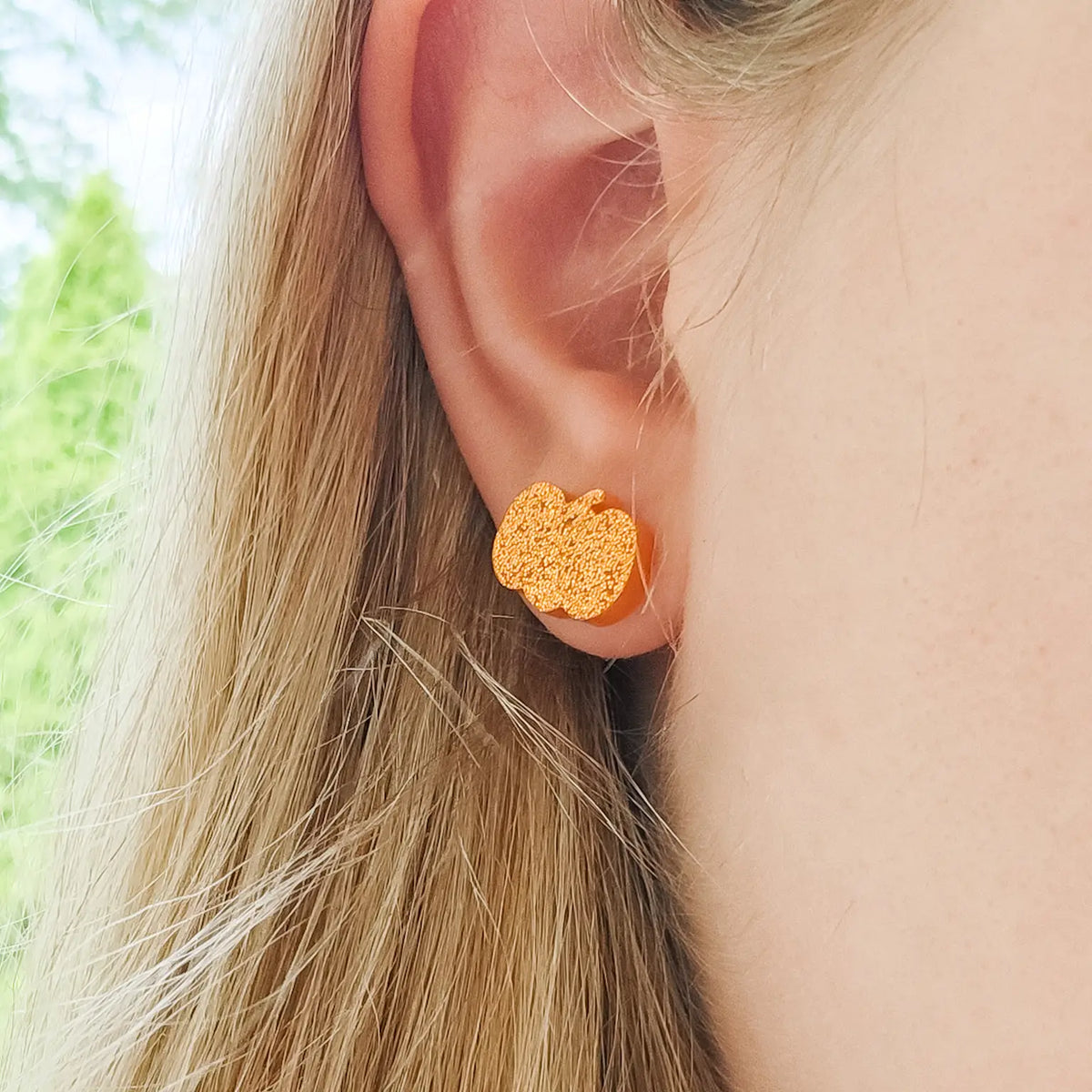 Orange Pumpkin Stud Earrings