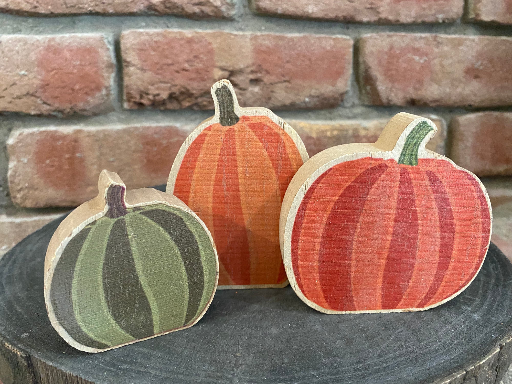 Chunky Orange Pumpkin Sitters - Set of 3