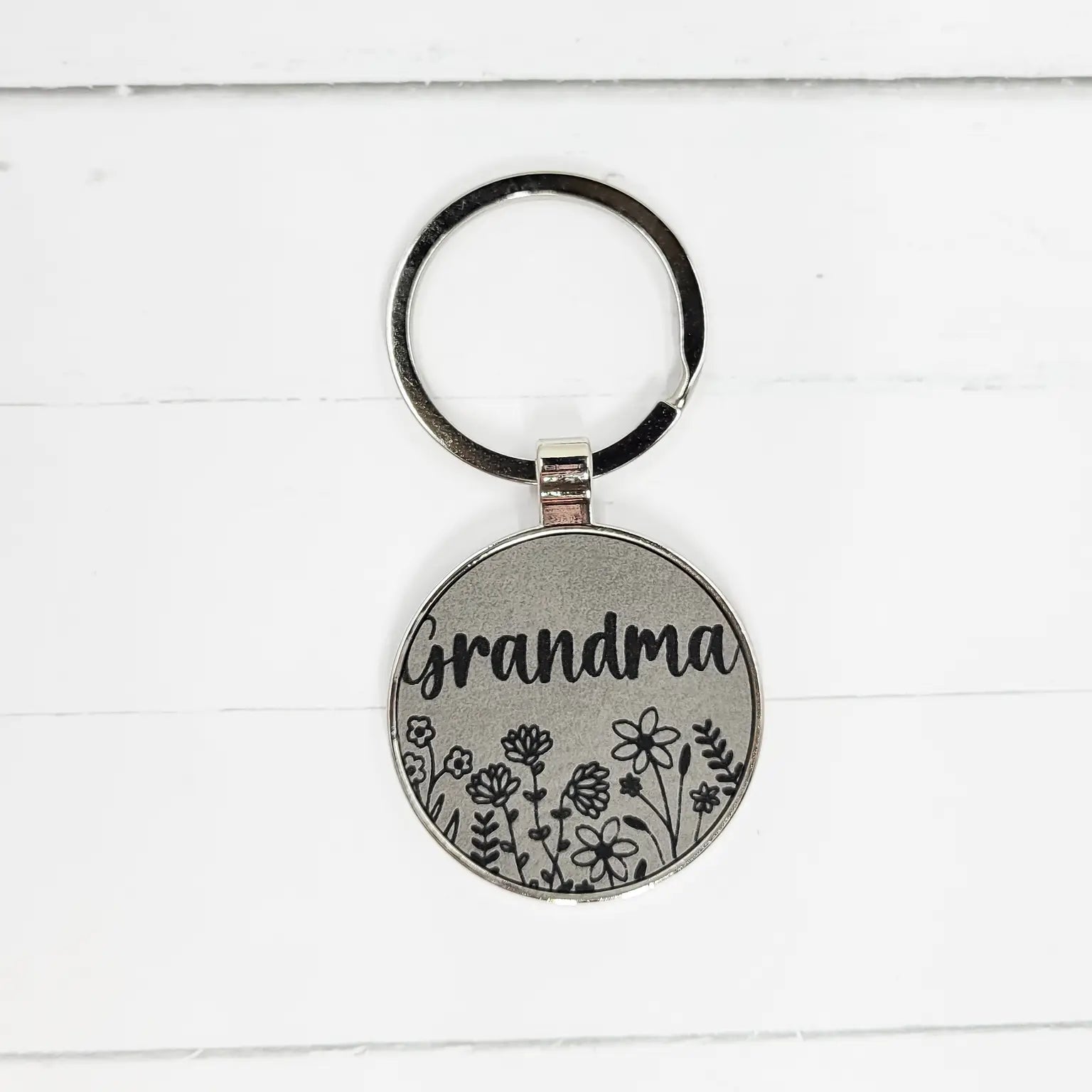 Grandma Engraved Leatherette Keychain