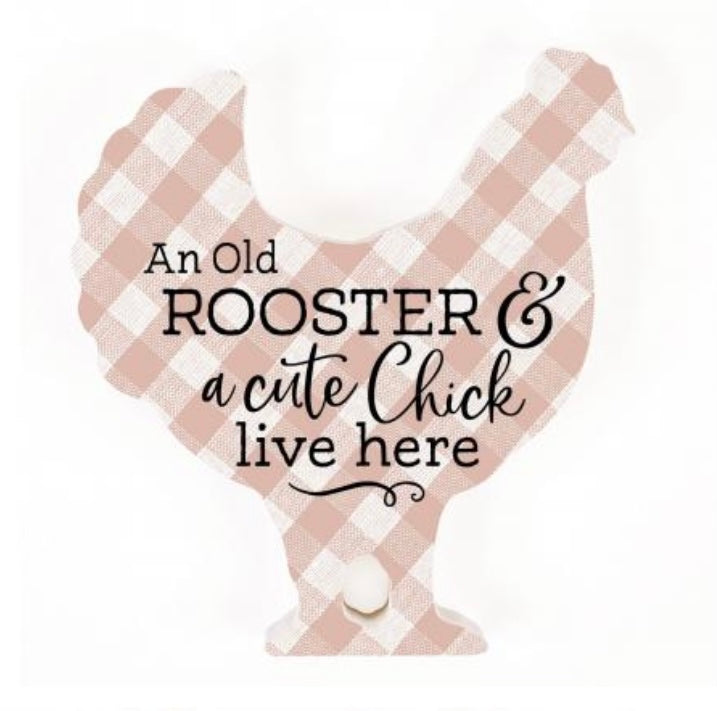 Old Rooster & Cute Chick Shaped Decor