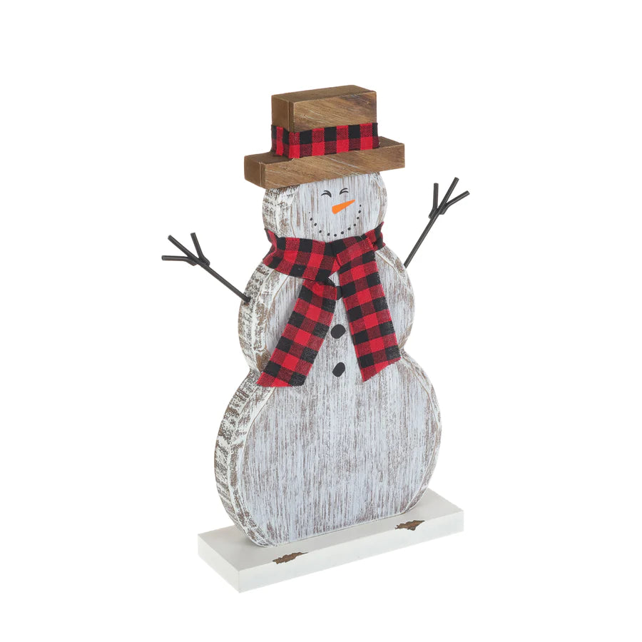 Red & Black Check Carved Snowman