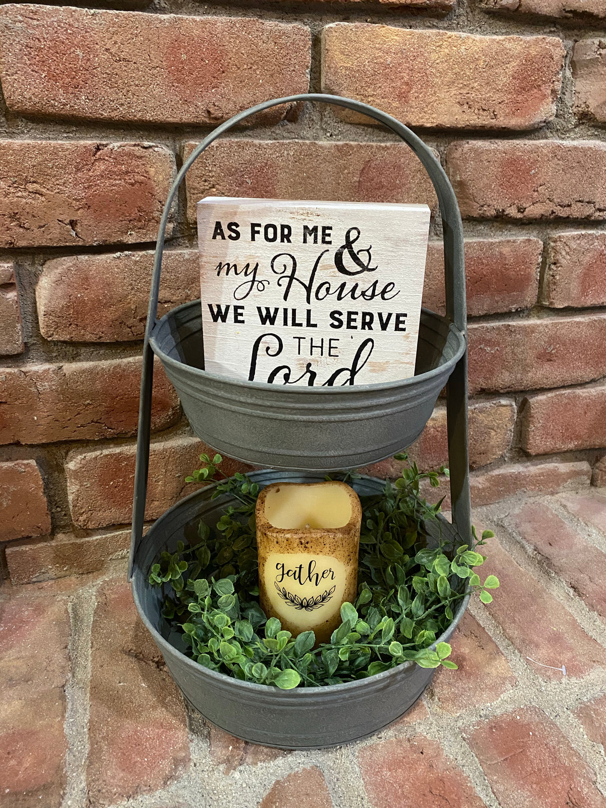 Two Tier Metal Tote - Barn Roof