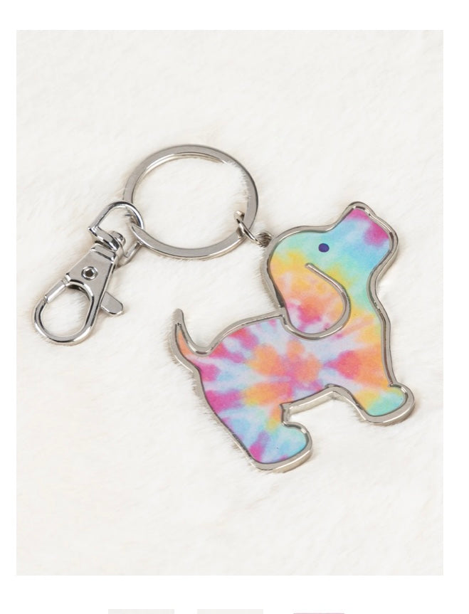 Puppie Love Tie Dye Pup Key Ring