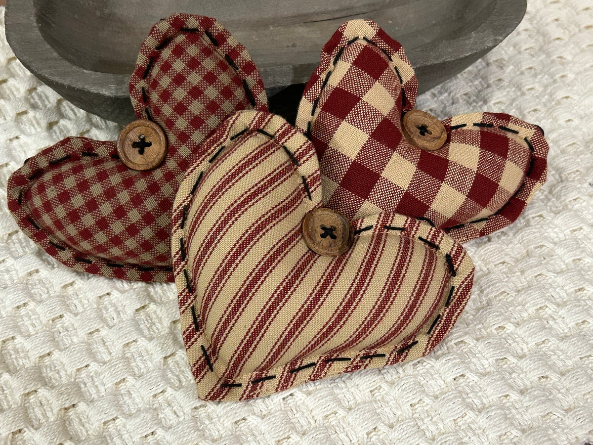 Fabric Heart Ornaments - 3 Styles