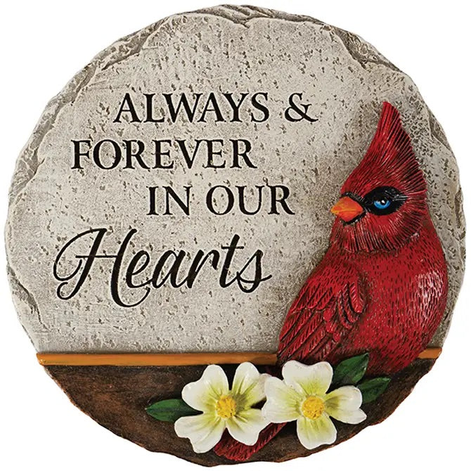 Hearts Cardinal Memory Mini Garden Stone