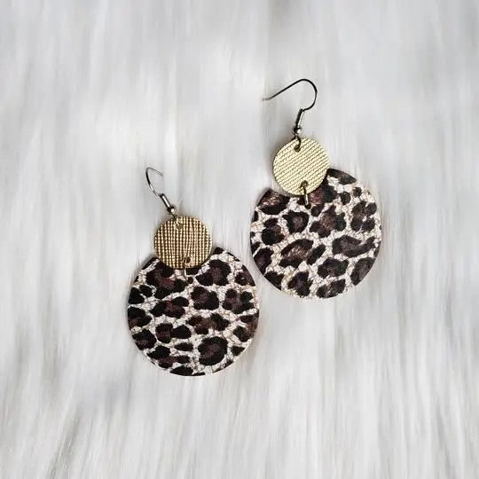 Chocolate Cheetah Leather Earrings
