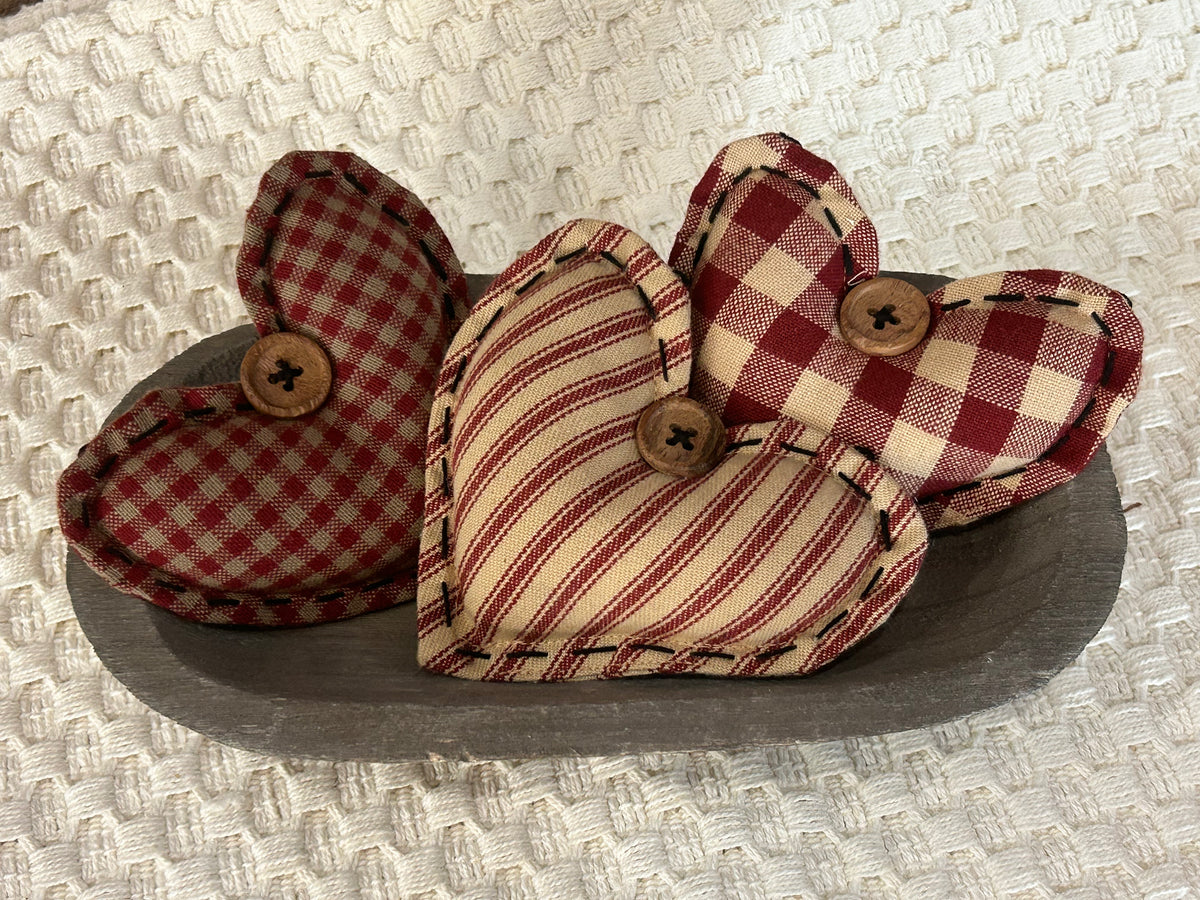 Fabric Heart Ornaments - 3 Styles