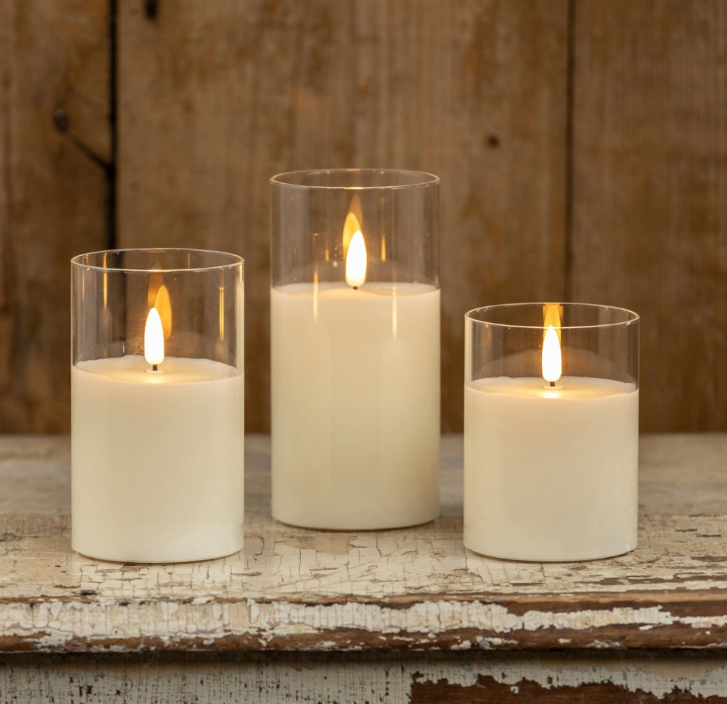 Glass 3D Flame Candle - 3 Sizes